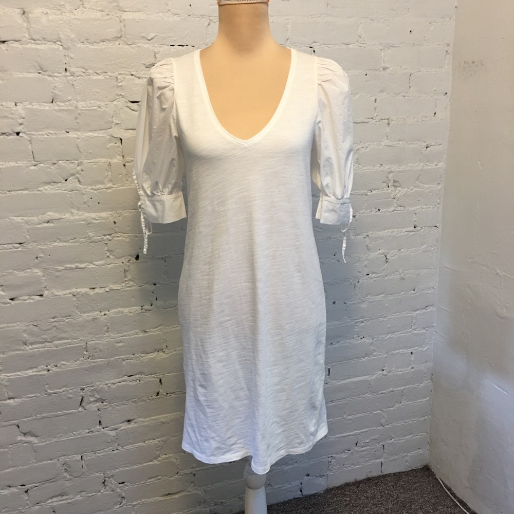 NWOT Nation Ltd puff sleeve mirrim dress white size s